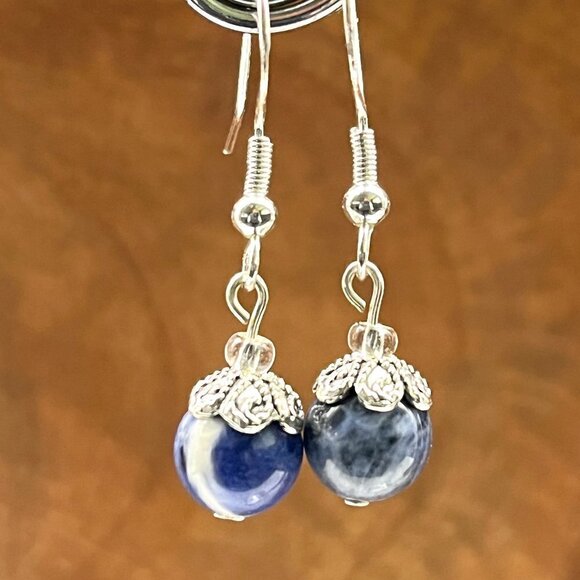Sodalite Drop Earrings | Handcrafted with Sterling Silver - Picture 4 of 6